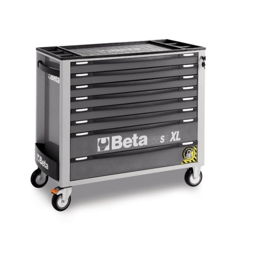 Servante mobile d'atelier extra-large a 8 tiroirs avec système anti-basculement grise