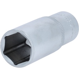 6 pans
Système FlankTraction
Selon DIN 3124 / ISO 2725
Carré d'entraînement intérieur selon DIN 3120 / ISO 1174 avec encoche pour verrouillage par bille
Version longue
Pour une utilisation manuelle
Finition satinée
Chrome Vanadium