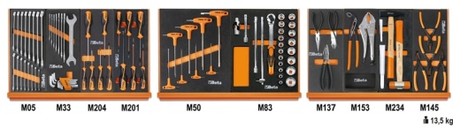 Composition de 91 outils Beta tools pour la maintenance générale en plateaux mousse compacte