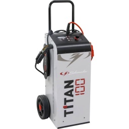 Pour batteries WET-SPIREL/GEL-AGM, ainsi que Start&stop.
Adapté à la charge et au démarrage de tous les systèmes électriques 12 et 24V.
Automatique.
Processus de charge à 10 phases.
Mode désulfatation.
Mode Supply.
Écran digital.
2 roues fixes.
Poignée pour faciliter le déplacement et enrouleur de câble.
Pour voiture, camionnette, tracteur, camion.

Livré avec câbles de connexion avec pinces professionnelles en cuivre isolées, longueur 1,95m.
Fréquence
50-60Hz
Alimentation
230V
Capacité nominale de ref AH 15H min max
4-700Ah
Capacité batterie
700Ah
Tension de sortie
12/24V
Puissance absorbée charge-démarrage
2kW-12kW
Courant de charge efficace
100A
Modèle
TITAN 100
Caractéristiques
fusibles à fourches 3*100A
Courant conventionnel de référence norme en60335-2-29
70A
Dimensions
950x400x330mm
Poids article
30,2KG