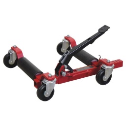 Chariot de manutention mécaniques pour véhicules 
Garantie 2 ans
Capacité max: 560kg
largeur max des roues: 232mm
Poids: 13kg 