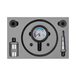 Testeur de pompe à eau
- permet un affichage efficace du débit de liquide de refroidissement
- diagnostique rapide sans démontage
- pour un test moteur allume
composition :
150.9021 1 appareil de mesure (dépression 0-15 psi)
150.9022 2 bouchons d'obturations 
150.9023 1 jeu de tuyaux de rechange en caoutchouc. 2 pièces 
150.9025 1 tuyau plastique 6mm  longueur 2 m
150.9026 1 raccord de tuyau avec filetage 
150.9027 1 raccord pour tuyau 