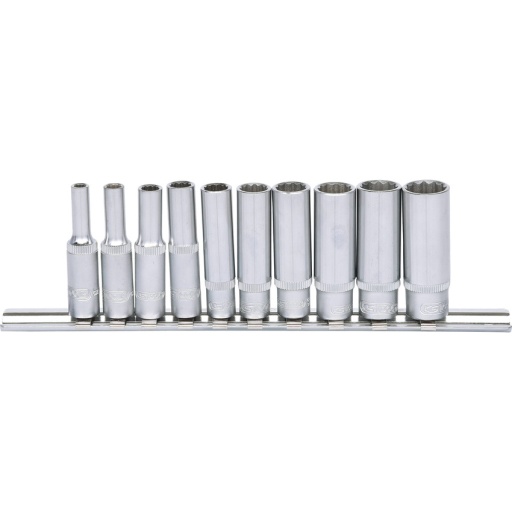 Rail de 10 douilles ULTIMATE® 1/4'' 12 pans longues