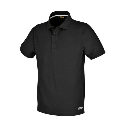 Polo noir en coton piqué M