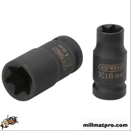 Douilles à chocs TORX femelle 1/2''
Carré intérieur selon DIN 3121 / ISO 1174
Uniquement pour utilisation à chocs
Chrome-Molybdène