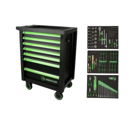 SERVANTE D&rsquo;ATELIER 7 TIROIRS, 119 OUTILS
Composition de modules id&eacute;ale pour usage universel
Rangement ordonn&eacute; des outils gr&acirc;ce aux emplacements pr&eacute;cis
Tr&egrave;s grande stabilit&eacute;
Parois lat&eacute;rales avec per&ccedil;ages pour accrocher divers accessoires
Syst&egrave;me de fermeture centralis&eacute;e par serrure
Composition :
T1
1/4 :4-4,5-5-5,5-6-7-8-9-10-11-12-13mm + cliquet
1/2 :10-11-12-13-14-15-16-17-18-19-21-22-23-24-26-27-28-30-32 mm
T2
Martellerie
Tv: 4-5.5-6-8mm-PH1-PH2-T10-T15-T20-T25