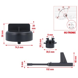 Idéal pour le vidage et le remplissage de la boîte de vitesses Mercedes 9G-Tronic (série 725.0)
Il ne faut pas remplir cette boîte de vitesses sans cet outil
L’outil de remplissage peut être verrouillé et déverrouillé en 4 positions
En association avec l’adaptateur de remplissage pour boîtes de vitesses Mercedes 722.9, M12 x 1,5 et le pistolet de remplissage d’huile de boîte de vitesses
Il faut respecter les instructions OE
Idéal pour les endroits exigues ou difficiles d'accès.
Pour un remplissage adéquat et rentable