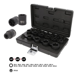 Torx E
Pour actionnement de machines
Tête brunie
Chrome-Molybdène
Coffret robuste en matière plastique