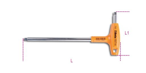 Poignée emmanchée coudée carré mâle 1/4" chromé