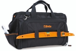 Base rigide
Poches intérieures et extérieures pour le rangement des outils
Poche extérieure avec fermeture éclair pour plus de sécurité
Poche refermable à fermeture facile pour objets personnels
Double fond Double-sangles porte-niveaux
Bandoulière de transport
550x280x320 mm - 2,6 kg
Composition :
31	chasse-goupilles 4 mm	
32	pointeau 4 mm	
34	burins plats 150 mm	
42	clés mixtes 6-7-8-10-11-12-13-14-15-16-17-19-22-24 mm	
96/SC9	clés mâles 6 pans coudées 1,5÷10 mm	
96T	clés mâles 6 pans à poignée en T 4 - 5 - 6 mm	
111E	Clé à molette à ouverture graduée, chromée 250 mm	
920A	douilles 6 pans avec carré conducteur femelle 1/2" 8÷17 - 19 - 22 - 24 mm	
920/21	rallonge - 1/2" 125 mm	
920/22	rallonge - 1/2" 255 mm	
920/25	cardan 1/2"	
920/42	poignée coulissante 1/2"	
920/55	cliquet réversible 1/2" 
935	clés en tube droite 6 pans, série légère 6x7 - 8x9 - 10x11 - 12x13 - 14x15 - 16x17 - 18x19 - 20x22 mm	
940	broches pour articles 930 - 935	
1048VN	Pince multiprise entrepassée 250 mm	
1052	pince - étau à becs droits 240 mm	
1084G	pince coupante diagonale à faible effort de coupe, branches gainées avec double couche de PVC antidérapant, finition industrielle 160 mm	
1128BMX	ciseaux d’electricien	
1150G	pince universelle, branches gainées avec double couche de PVC antidérapant, modèle grande capacité, finition industrielle 180 mm	
1166G	pince à becs demi-ronds longs striés, branches gainées avec double couche de PVC antidérapant, finition industrielle 160 mm	
1201E	tournevis pour vis à fente 3x75 - 4x100 - 5,5x150 - 6,5x150 mm	
1202E	tournevis pour vis phillips® PH0x60 - PH1x80 - PH2x100 mm	
1370	marteau de mécanicien 400 g	
1692	mètre à ruban 5 m	
1726	monture de scie à métaux	
1754	burette plastique 150 cc	
1771	cutter à lame sécable 18 mm avec lames
