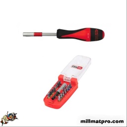 Manche ergonomique tri-matière 
Transmission de puissance optimale 
Aimanté 
Pour embouts DIN 3126 / C 6,3 
Lame en Chrome Vanadium 

