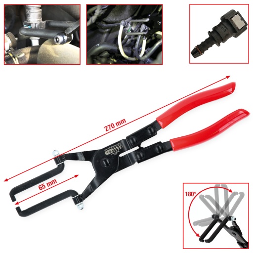 Pince pour raccords rapides de conduites de carburant articulée