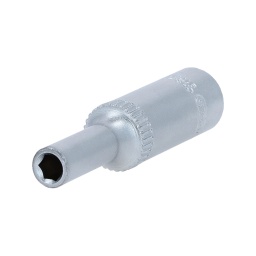6 pans
Système FlankTraction
Selon DIN 3124 / ISO 2725
Carré d'entraînement intérieur selon DIN 3120 / ISO 1174 avec encoche pour verrouillage par bille
Version longue
Pour une utilisation manuelle
Finition satinée
Chrome Vanadium