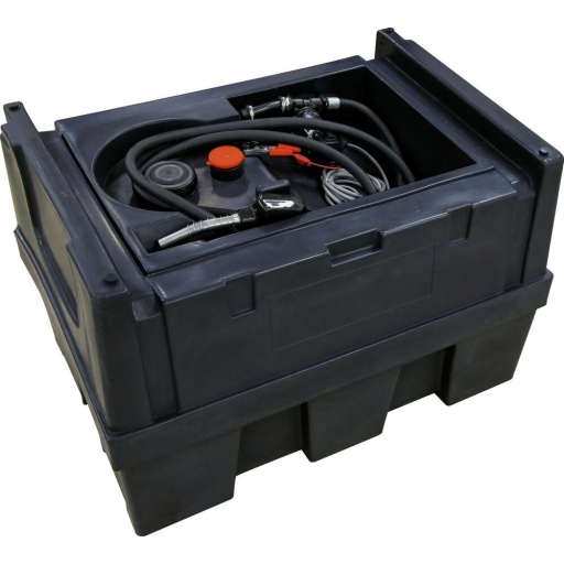 Cuve de ravitaillement gasoil PE 450L avec kit pompe &agrave; gasoil 12V 45 l/min et pistolet automatique