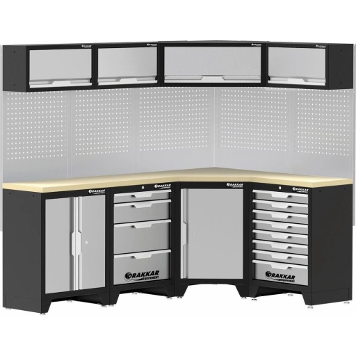 Mobilier d'atelier d'angle 8 meubles plateau bois