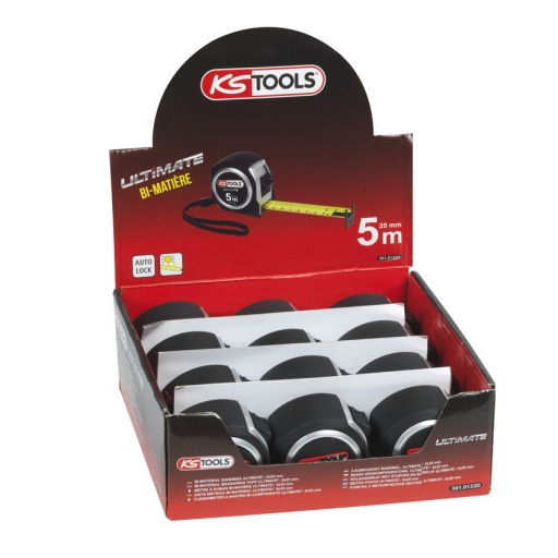 Présentoir 12pcs Mètre à ruban Bi-matière ULTIMATE®  5x25 mm