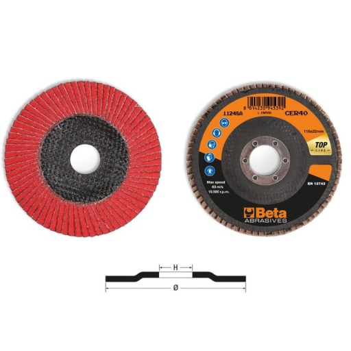 Disque à double lamelles céramique support fibre de verre 115mm 11248A grain 60