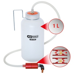 Soupape anti-retour emp&ecirc;chant le retour de l'ancien liquide et de l'air pomp&eacute;.
Particuli&egrave;rement adapt&eacute; aux syst&egrave;mes d'embrayage
L'ancien liquide est dirig&eacute; vers la bouteille r&eacute;cup&eacute;ration pour &eacute;limination appropri&eacute;e (protection de l'environnement)
Utilisation par une personne
Mise en place rapide, manipulation simple
Utilisation universelle
Pas besoin d'adaptateur pour r&eacute;servoir de compensation
&Eacute;conomique
