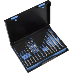 Jeu d’outils de taraudage HexDrive P.K.335, forme B, HSS-E, M 3-12
Conçu pour couper des filetages intérieurs métriques dans des trous débouchants dans des matériaux à bonne usinabilité jusqu’à 900 N/mm².
La forme B est utilisée lorsque les copeaux doivent être évacués de manière contrôlée dans le sens d’usinage et qu’un flux libre des copeaux est garanti.
Convient aux aciers non alliés et faiblement alliés dans des environnements typiques d’atelier et de production.
La queue HexDrive permet un entraînement par prise de forme pour une transmission sûre de la force dans le système d’entraînement.
Processus : entraînement manuel ou assisté selon votre outil de filetage et la configuration de la machine.
Utilisation : couper des filetages, reprendre des filetages et nettoyer des filetages selon l’état du filetage.
Remarque Dans les trous débouchants, un alignement précis est décisif pour que le taraud s’engage de manière régulière et que les flancs du filetage se forment sans déviation.
Version : P.K.335
Système de filetage : filetage métrique ISO
Système de queue : HexDrive
Matériau : HSS-E
Forme : B
Domaine d’application : trou débouchant
Norme de référence du taraud : DIN 371 et DIN 376
Plage de dimensions du taraud : M 3-12
Matériaux appropriés : matériaux à bonne usinabilité jusqu’à 900 N/mm² ainsi que les aciers non alliés et faiblement alliés