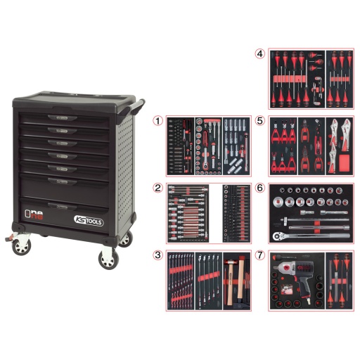 Servante One by One 7 tiroirs équipée de 337 outils