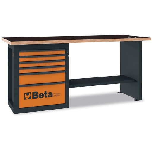 Établi Endurance avec meuble six tiroirs orange C59A