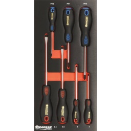 Composition : 7 outils
-7 tournevis classique ref.13252
-4 mécaniciens (3x75-4x100-5.5x125-6.5x150
-3 cruciformes Philips (PH0x75-PH1x75-PH2x100