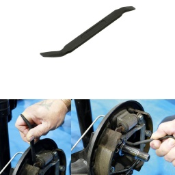 Levier métallique d'aspect simple mais de forme spéciale conçu pour régler les mâchoires de frein sur les voitures et les fourgons. De nombreuses voitures modernes, même les véhicules électriques, utilisent encore des freins à tambour à l'arrière du véhicule. 
Beaucoup de ces systèmes doivent être ajustés au fil du temps. L'accès au dispositif de réglage se fait souvent via la platine de frein. 
Le Laser 9111 est formé pour s'adapter aux fentes prévues et permettre le réglage des mâchoires de frein

Conçu pour régler les mâchoires de frein sur les freins à tambour. Leviers courbés pour optimiser l'angle d'effet de levier pour le réglage.
Permet un réglage précis entre les mâchoires et le tambour.
Peut être utilisé pour faire levier directement sur les mâchoires de frein avec le tambour déposé afin de prérégler le dispositif de réglage.
Longueur totale : 153 mm. Largeur de levier en pointe : 8 mm avec pointe de 1,1 mm.
En chrome-molybdène (SCM440) avec fini au phosphate noir. Dureté HRC :44-48.