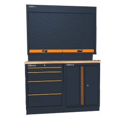 Combinaison d'ameublement d’atelier C45PRO C45PRO PA Module fixe avec 4 tiroirs Module fixe à deux portes Plan de travail en bois contre-plaqué stratifié