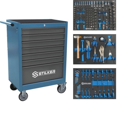 Servante 7 tiroirs 09248 + 3 tiroirs outils - 152 outils
