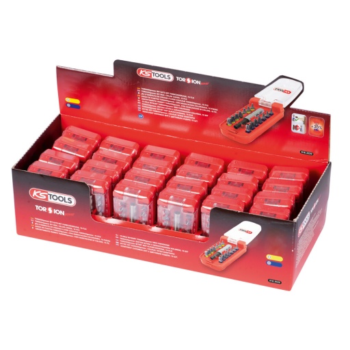 Présentoir de jeu d'embouts de vissage TORX- TX percé à code couleur TORSIONpower