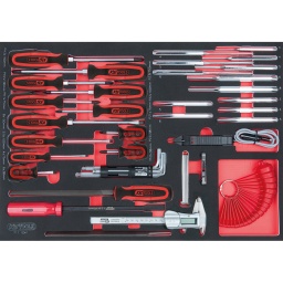 Module 1/1
Pour servantes d'atelier et coffres &agrave; outils
Rangement ordonn&eacute; gr&acirc;ce &agrave; une d&eacute;coupe
R&eacute;sistant aux hydrocarbures et aux produits chimiques
Insert en mousse tricolore haute r&eacute;sistance
