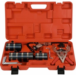 Compresseurs de segment avec pince - coffret 10 pcs
kit pour l'entretien des segments de piston.

Composition :
- 3 sangles &agrave; segments

3" (53/125mm)
4"1/2(90/175mm)
6" (90/175 mm)

- 1 expanseur de segments
- 1 pince &agrave; segment de piston 40/100mm
- 1 rainure de bague de piston : nettoyage pour 2" 5" (51/127mm)
- 3 lames pour 1/16" 3/16" : 2.0mm &agrave; 4.5mm, 1.2mm &agrave; 5.5mm
- 1 tournevis d&eacute;cal&eacute; : plat, Phillips