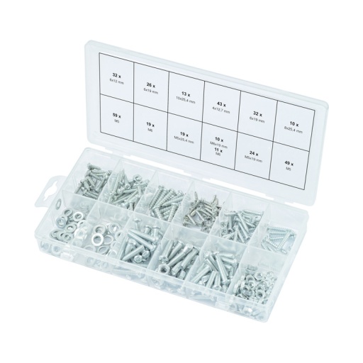 Assortiment de vis pour métal et bois. de rondelles et d'écrous 347 pièces