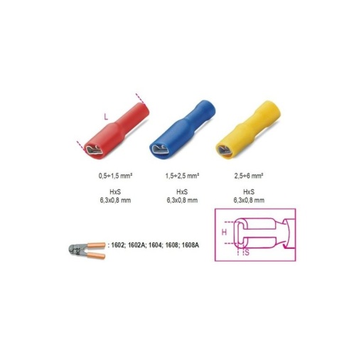Cosse isolée rapide femelle 6,3x0,8 pour fil 0,25-1,5mm²