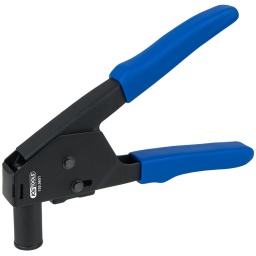 Pour rivets en PVC 
Tête fine 
Utilisable dans des endroits difficiles d'accès 
Embout de riveteuse coudé à 90° 
Poignée en caoutchouc 
Outil en fonte 


