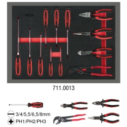 Module 1/1
Pour servantes d'atelier et coffres &agrave; outils
Rangement ordonn&eacute; gr&acirc;ce &agrave; une d&eacute;coupe
R&eacute;sistant aux hydrocarbures et aux produits chimiques
Insert en mousse bicolore haute r&eacute;sistance
