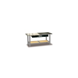 Etabli de travail beta - plan de travail bi-matières en aluminium anti-derapant et en caoutchouc mat - capacité de chargement: 800kg - possibilité d'adapter la paroi porte-outils c57p - 3 tiroirs avec serrure - plateau: 2000x640mm - qualité premium beta depuis 1939