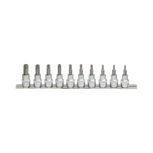 Rail de 10 douilles tournevis ultimate torx perc&eacute; 3/8" t10 a t55