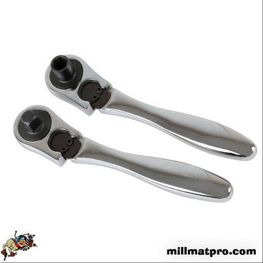 Jeu de 2 cliquets courts pour douilles et embouts - 1/4"