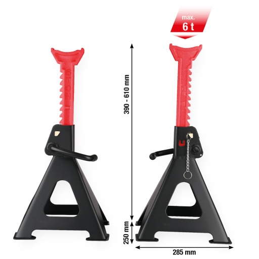 Performance Chandelles à crémaillère paire 6000 kg par pair