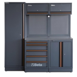Combinaison d'ameublement d'atelier C45PRO 2.0
Combinaison comprenant les éléments suivants :
1 Plan de travail en MDF revêtu d'acier inoxydable, dimensions 1360 x 615 mm (C45PRO 2.0 PXE/2-1,3MT)
1 Module fixe avec 5 tiroirs (C45PRO 2.0 M5)
1 Module fixe à 2 portes (C45PRO 2.0 MA)
2 meubles hauts muraux (C45PRO 2.0 PM)
2 panneaux porte-outils perforés (C45PRO 2.0 PF)
2 étriers, type large (C45PRO 2.0 SL)
1 étrier, type étroit (C45PRO 2.0 SS)
1 Armoire à 1 porte (C45PRO 2.0 AS1)