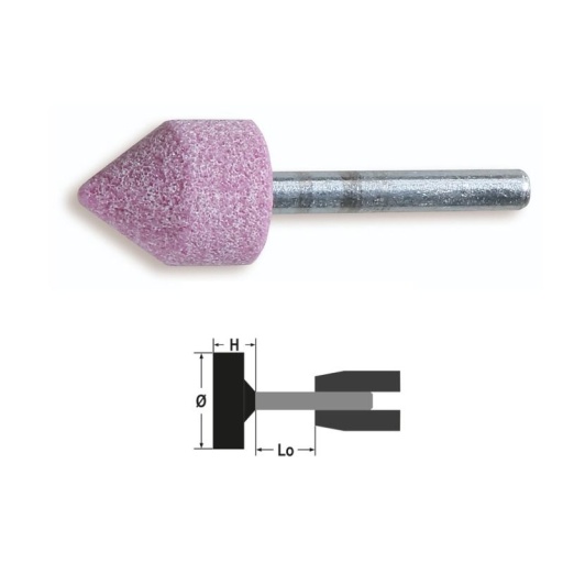 Meule corindon tige 6x40 11121 tête pyramidale 6X25