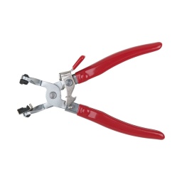 Pince à collier à mors fendus en croix
- pour le montage et démontage de colliers auto-serrants
- machoires pivotantes
- système de verrouillage et fonction cliquet
- poignées gainées de pvc