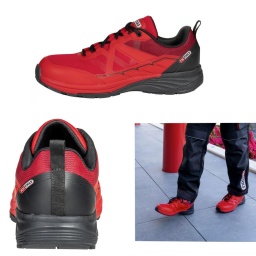 Chaussures de sécurité sport
Chaussures de sécurité conformes aux normes EN 22568:2021, EN ISO 20344:2022 et 20345:2022
Catégorie S3S : semelle anti-perforation et résistante à l'eau
Catégorie SR : résistance aux glissements
Catégorie HRO : semelle résistante à la chaleur jusqu'à 300°C
Catégorie FO : semelle résistante aux hydrocarbures
Absorption d'énergie dans la zone du talon pour confort et réduction des douleurs
Dessus : TPU haute densité et tissu mesh polyester
Semelle intérieure amovible : polyuréthane et tissu polyester
Semelle extérieure : caoutchouc EVA/RB
Lacets ronds en textile noir