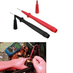 Kit de sondes de test - Conception mince
Deux sondes de test de multimètre fournies avec couvre-pointes amovibles. Elles sont conçues pour les zones d'accès restreint où l'emploi de sondes de largeur standard peut présenter des difficultés. Conçues pour être utilisées avec des câbles de test standards de style banane de 4 mm.

Niveaux de protection : CAT III 1 000 V (avec capuchon), CAT II 1 000 V (sans capuchon).
Équipées d'une prise banane de 4 mm pour utilisation avec des fils munis d'une fiche banane de 4 mm. Utilisation recommandée avec des fils de test munis d'une fiche banane de 4 mm.
Longueur : 120 mm. Forme ergonomique avec protection des doigts.
Idéales pour une utilisation avec des multimètres et des testeurs d'isolation. Conception extra-mince pour un meilleur accès dans les espaces restreints.
À utiliser avec les fils de test électrique Laser (n° de réf. 6543) pour utilisation avec le testeur d'isolation haute tension CAT III Laser (n° de réf. 6549).