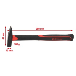 Selon DIN 1041
Manche tri-matière
Version forgée
Bords durcis par induction
Bord de tête et surface de frappe polis
Bords arrondis
Tête thermolaquée
Tête de marteau en acier haute résistance