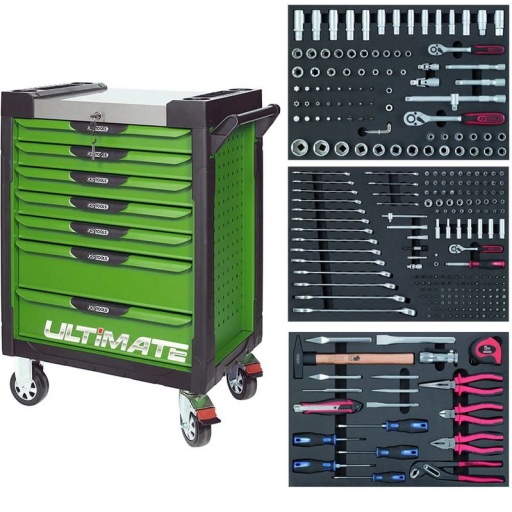 Servante Ultimate verte 7 tiroirs avec composition ks tools eco line 