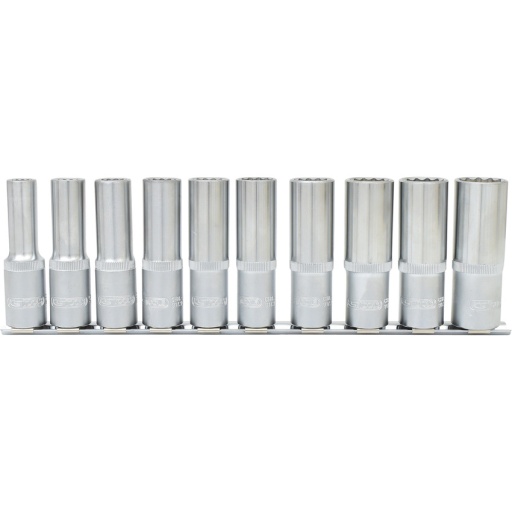 Jeu de douilles longues 12 pans 1/2", 10 pcs.