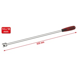 Id&eacute;ale pour liberer les &eacute;crous bloqu&eacute;s
Sans limite de serrage et sans fonction de serrage contr&ocirc;l&eacute;
Forg&eacute;e de pleine masse
Poign&eacute;e ergonomique agr&eacute;able bi-composant avec partie molle
Avec verouillage rapide des outils d'emmanchement en 9 x 12 ou 14 x 18
