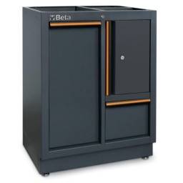 Module fixe permettant le chargement des outils électroportatifs
Caractéristiques :
Compartiment latéral amovible avec glissières à roulement à billes, pour le rangement des outils électriques
Compartiment latéral fixe avec porte et serrure pour le logement des chargeurs et des batteries, équipé de d'une étagère intérieure réglable en hauteur
passe-câbles protégés par une gaine caoutchouc;
fentes d'aération
1 tiroir (256x400x190 mm), avec glissières à roulement à billes.
Serrure de sécurité frontale
Pieds réglables en hauteur